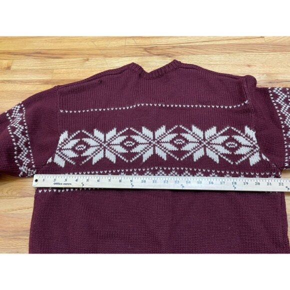 Abercrombie & Fitch Men's L 100% Wool Red Fair Isle Nordic Sweater Vintage Y2k - Picture 5 of 8